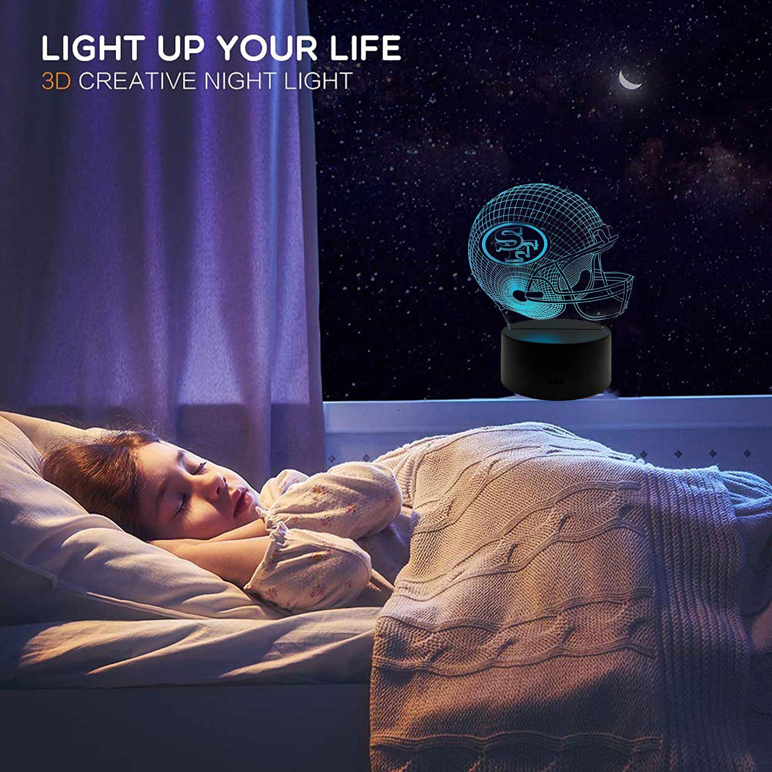 JUNNiRE USB-powered acrylic night light convenient for desks, nightstands, and easy charging.