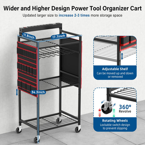 JUNNUJ battery storage and tool slots keep chargers and batteries organized