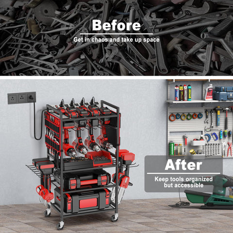 JUNNUJ Garage cart outlet panel image focuses on built-in power with circuit protection.