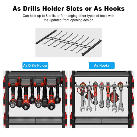 JUNNUJ tool cart with side pockets and drill holder for quick access
