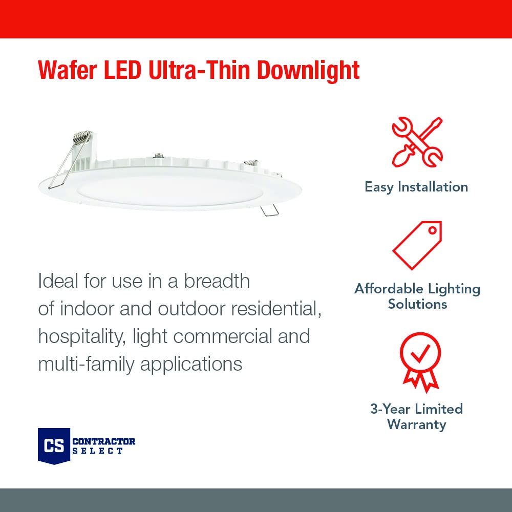 Juno wafer downlight demonstrating 5-in-1 color temperature options for adaptable ambient lighting.