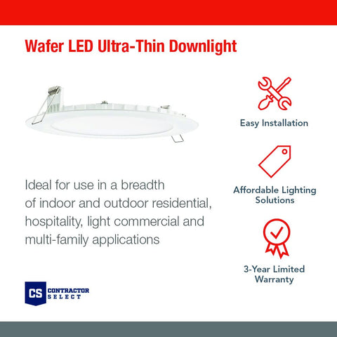 Juno wafer downlight demonstrating 5-in-1 color temperature options for adaptable ambient lighting.