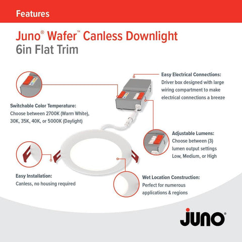 Juno wafer downlight with 800/1050/1300 lm for different spaces