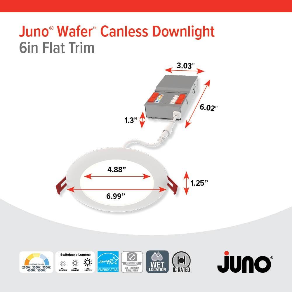 Juno ultra-thin, canless design fits tight soffits and closets