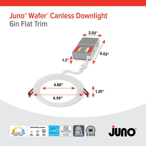 Juno ultra-thin, canless design fits tight soffits and closets