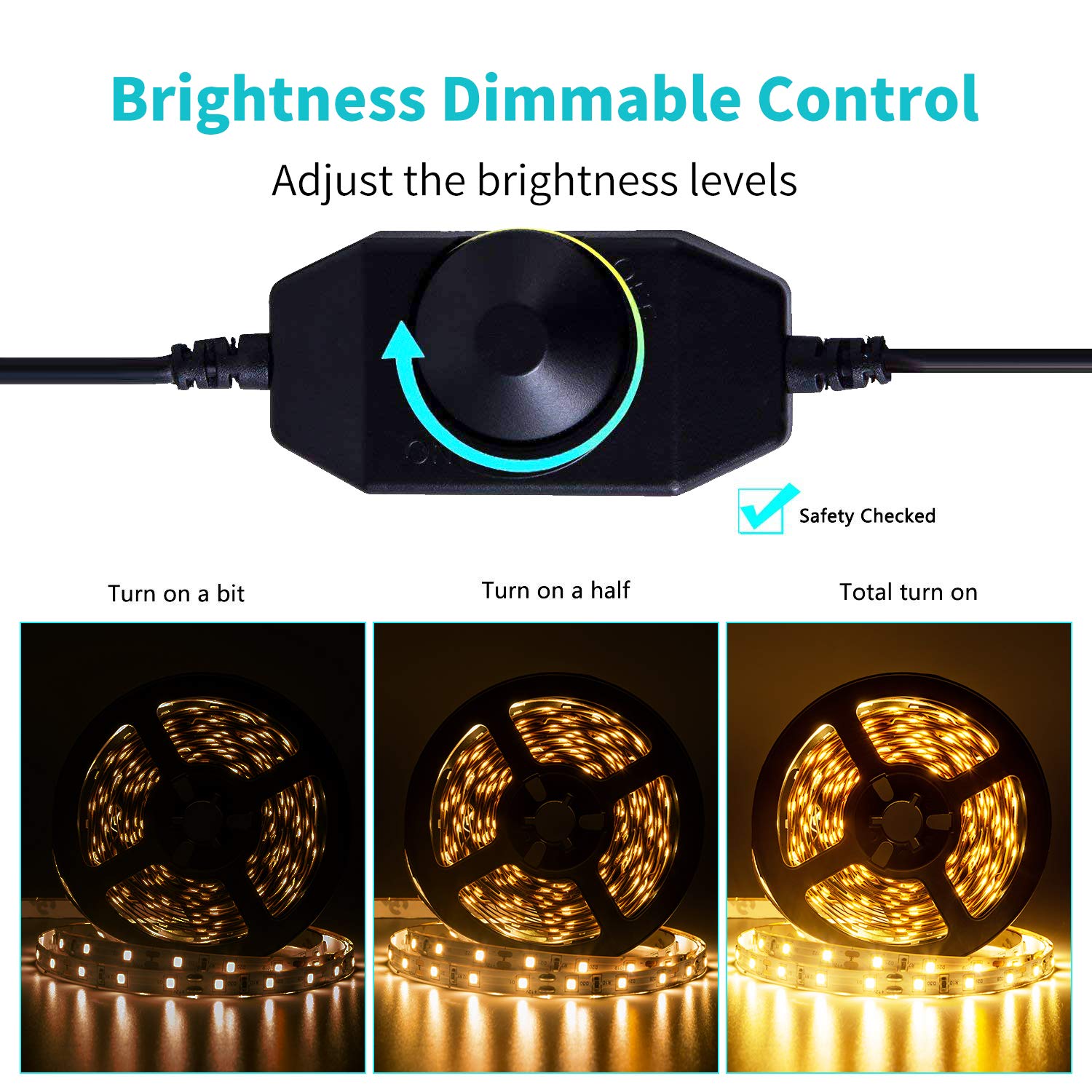 JUNWEN cuttable LED strip shows trim marks every 3 LEDs for custom length.