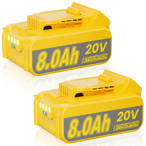 JUNWOOD 2Pack 8Ah battery pack for extended Dewalt tool runtime.