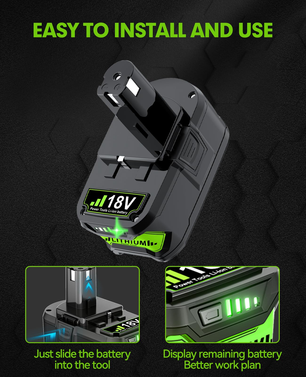 JUNWOOD 2-pack provides value and reliable power for multiple tools.