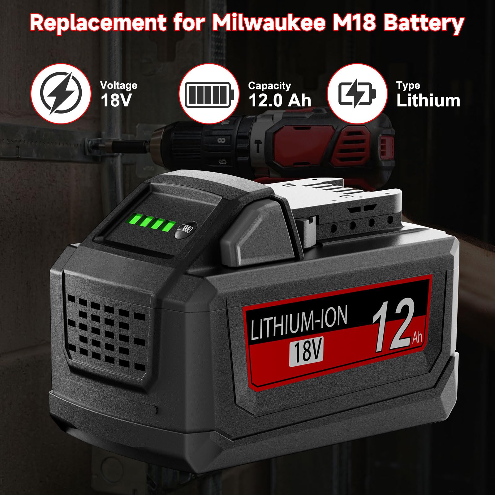 Junwood compatibility list shows broad Milwaukee 18V model support.