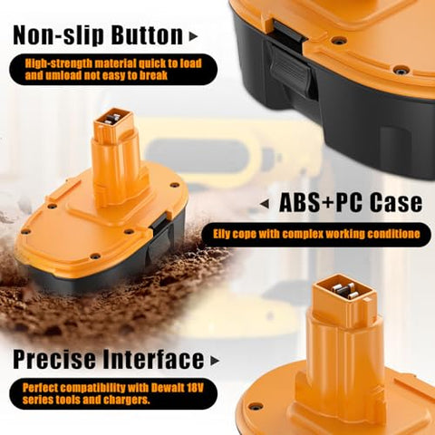 JUNWOOD high-capacity 5.0Ah battery for reliable Dewalt performance.