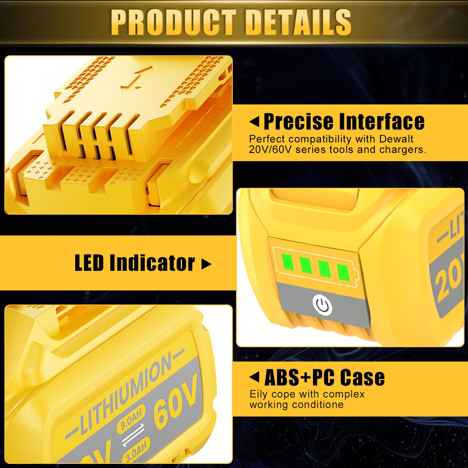 Junwood LED indicators show current battery level at a glance