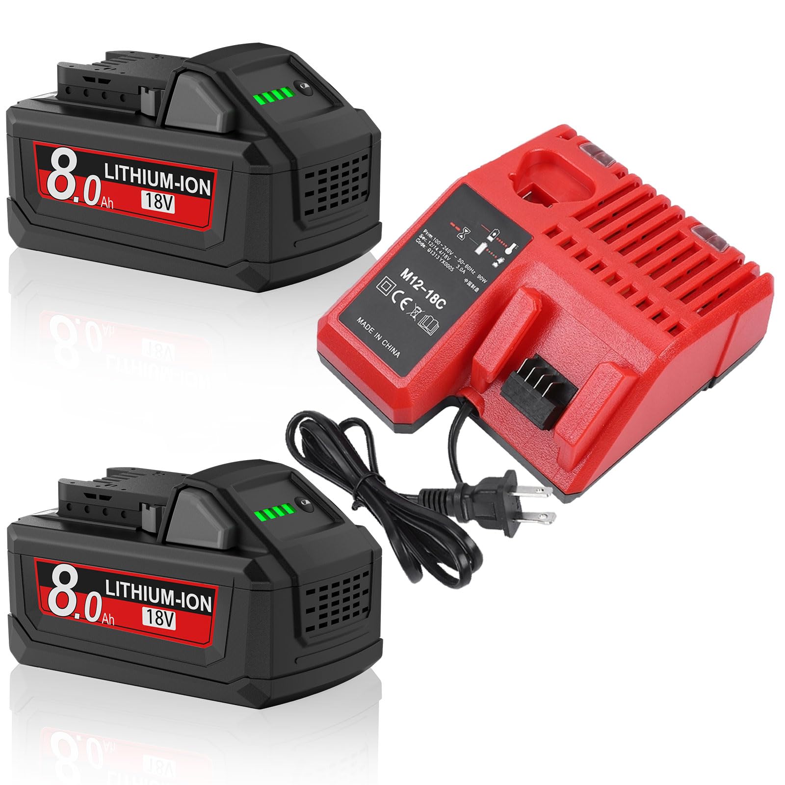 JUNWOOD M18 8Ah battery for Milwaukee tools with extended runtime