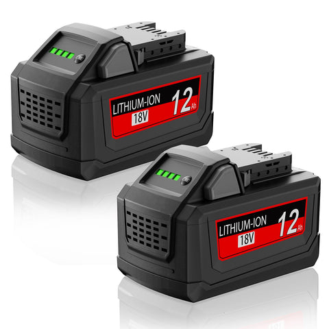 Junwood Milwaukee 18V 12Ah battery front view shows high capacity.