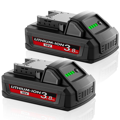 JUNWOOD Milwaukee 18V 3.8Ah two-pack front view for ready-to-use power.