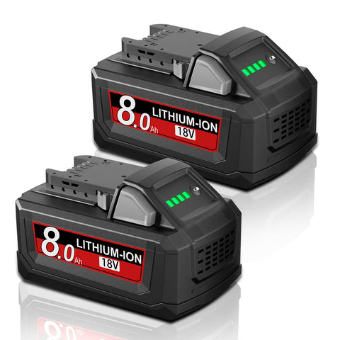 JUNWOOD Milwaukee 18V 8Ah battery front view, compact design for overhead use