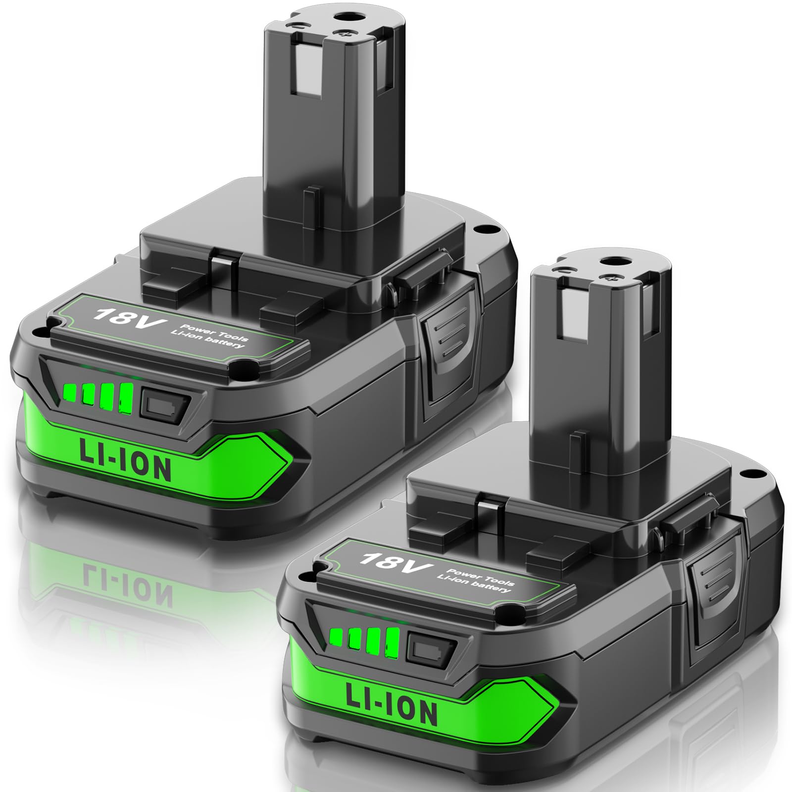 JUNWOOD 4.0Ah Ryobi 18V battery front view offering dual-pack power