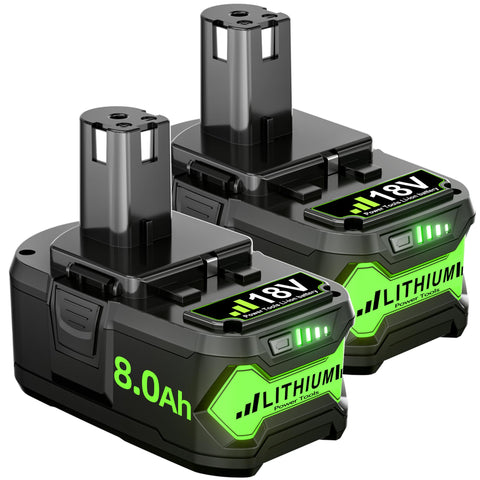 JUNWOOD Ryobi 18V 8Ah P108 battery for extended tool runtime.