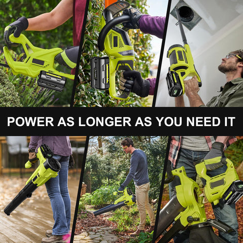 Rear view of JUNWOOD 40V battery shows safety features and sturdy construction.