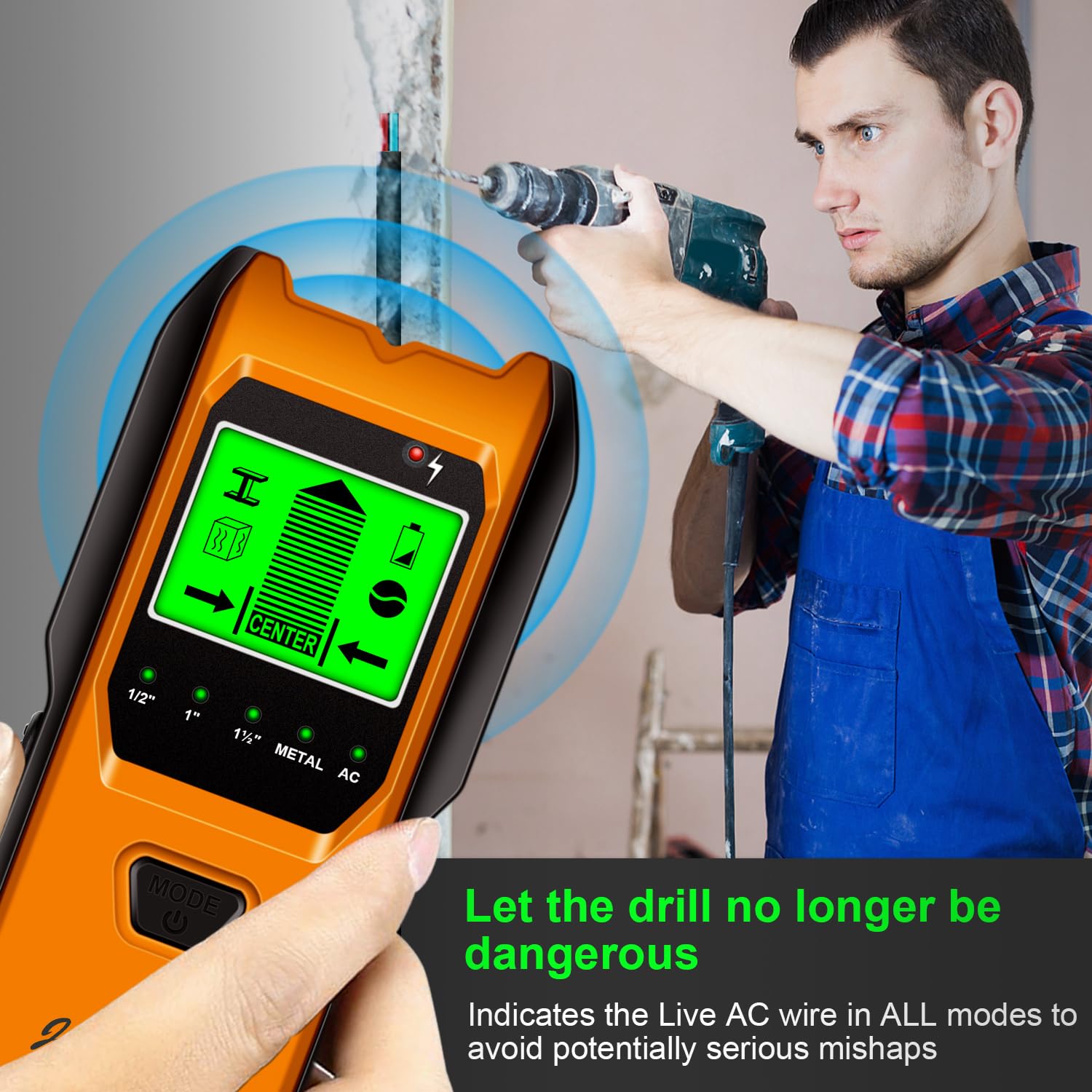 Jurgen K Tangerine AC wire detection warns before drilling.