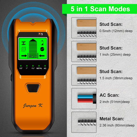 Jurgen K Tangerine stud finder during calibration for precise results.