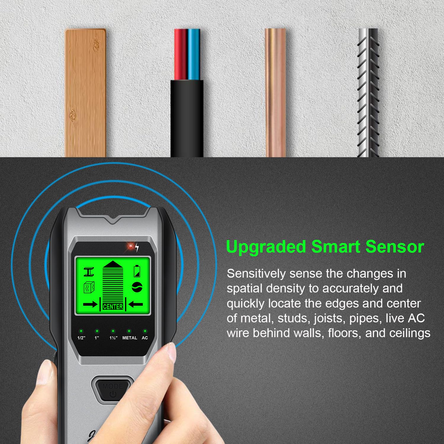 Jurgen K TH530 5-in-1 modes for wood, metal, and live wires detection
