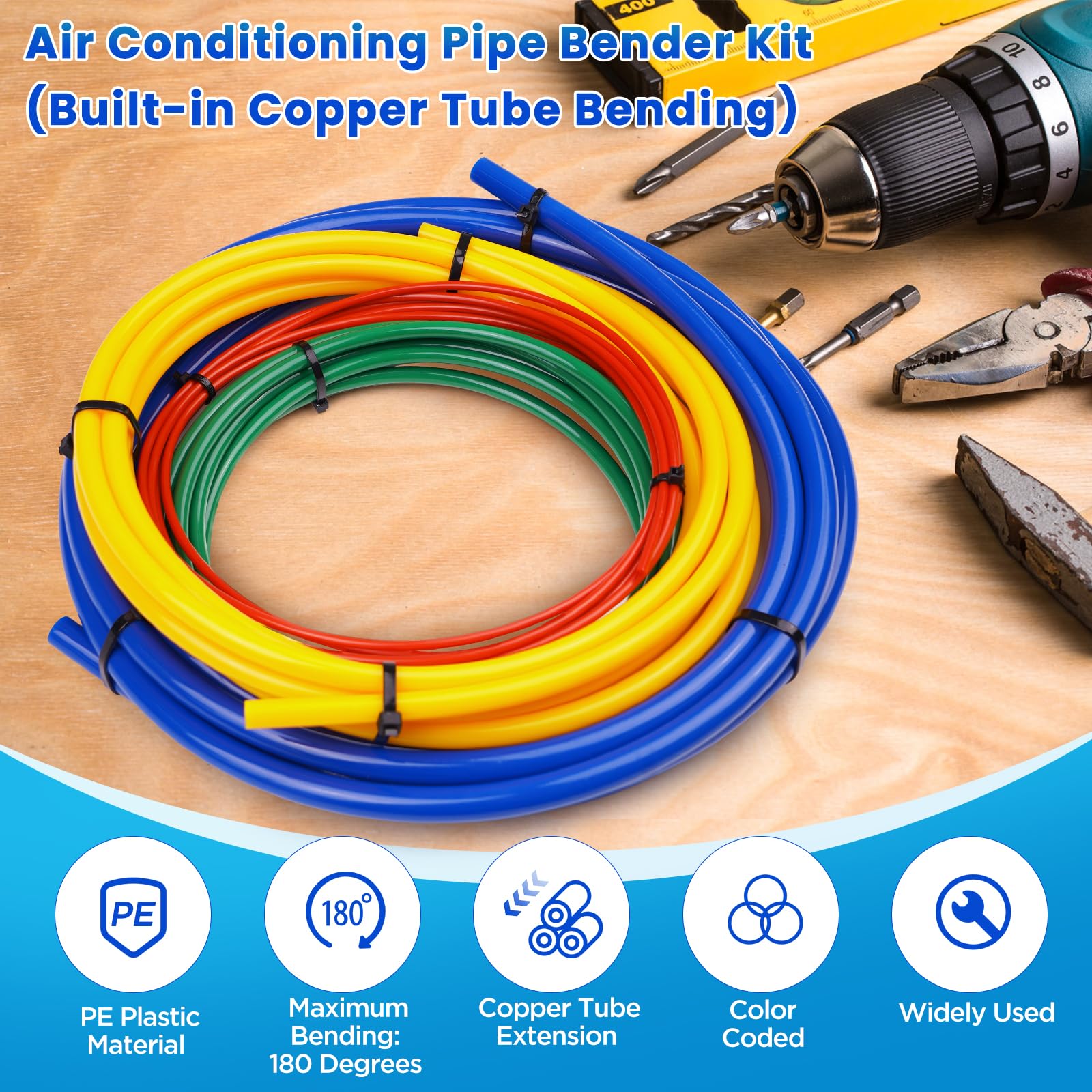 JurwheeR 4m yellow color-coded bending strip for 1/2 inch copper pipes ensures smooth bends