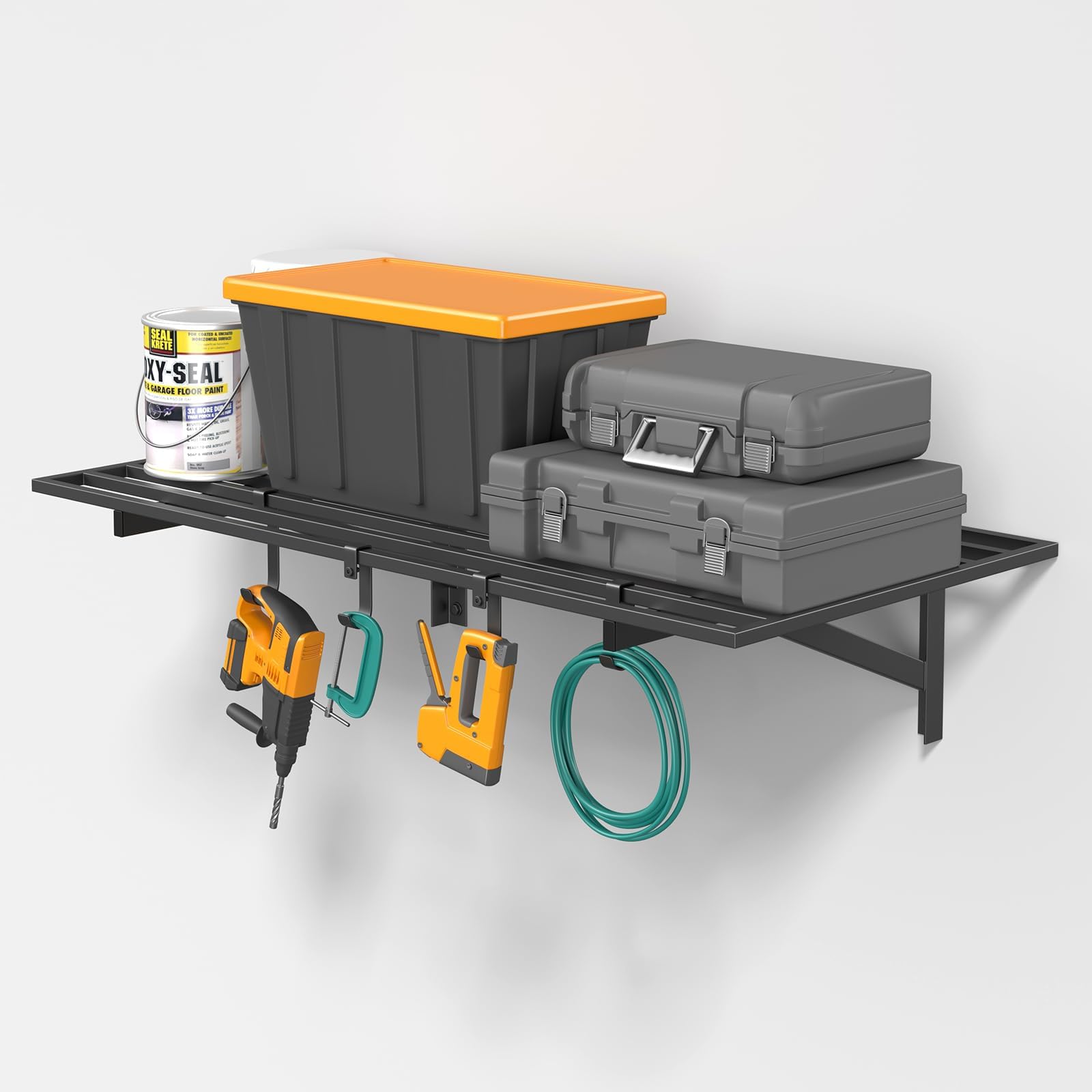 Jusgym 2x4ft heavy-duty garage shelving front view shows strong storage potential