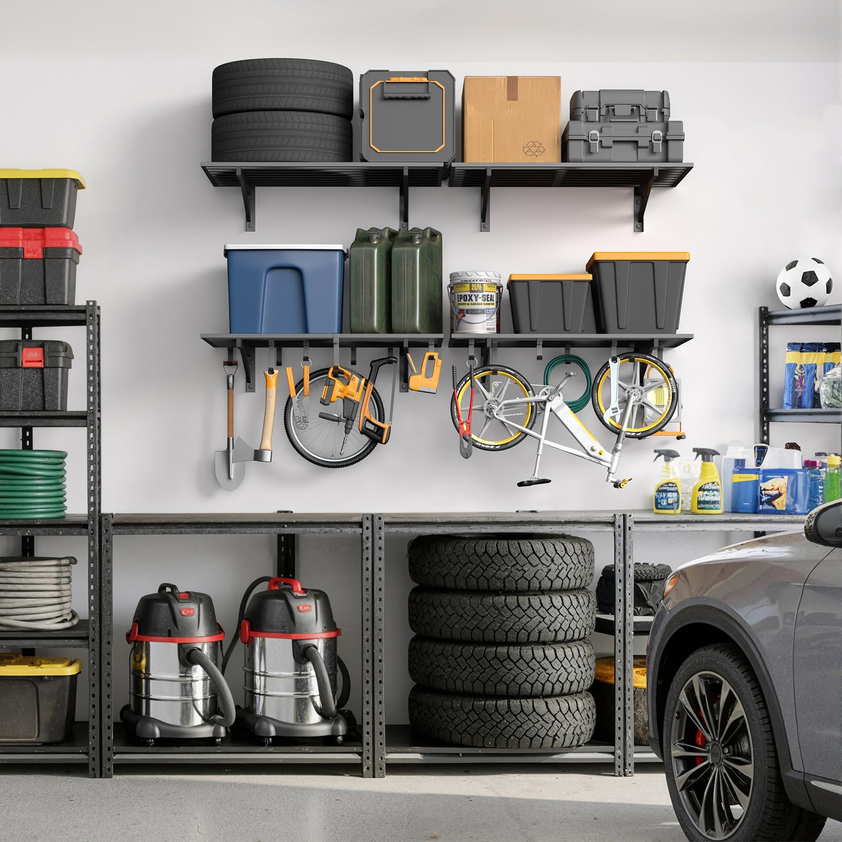 Jusgym enhances garage organization with expansive storage potential