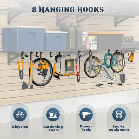 Jusgym shelving mounted on wall with studs demonstrates secure installation.