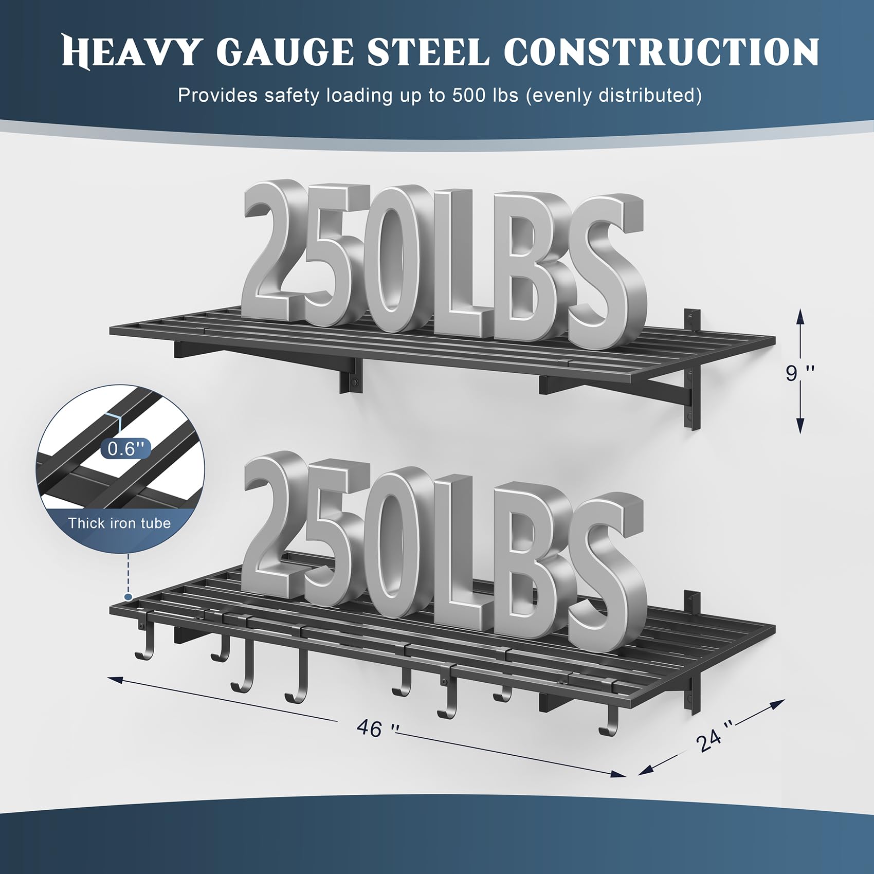 Jusgym heavy-duty steel frame with reinforced supports for long-lasting storage