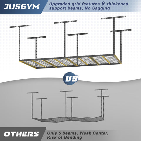 Jusgym nine-beam grid reinforces heavy loads for durable storage
