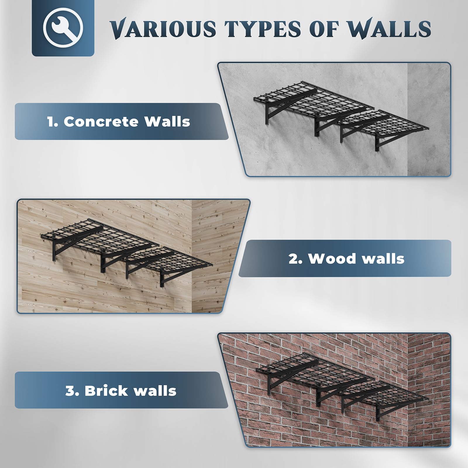 Jusgym open-grid mesh design on shelf creates airflow and easy visibility.