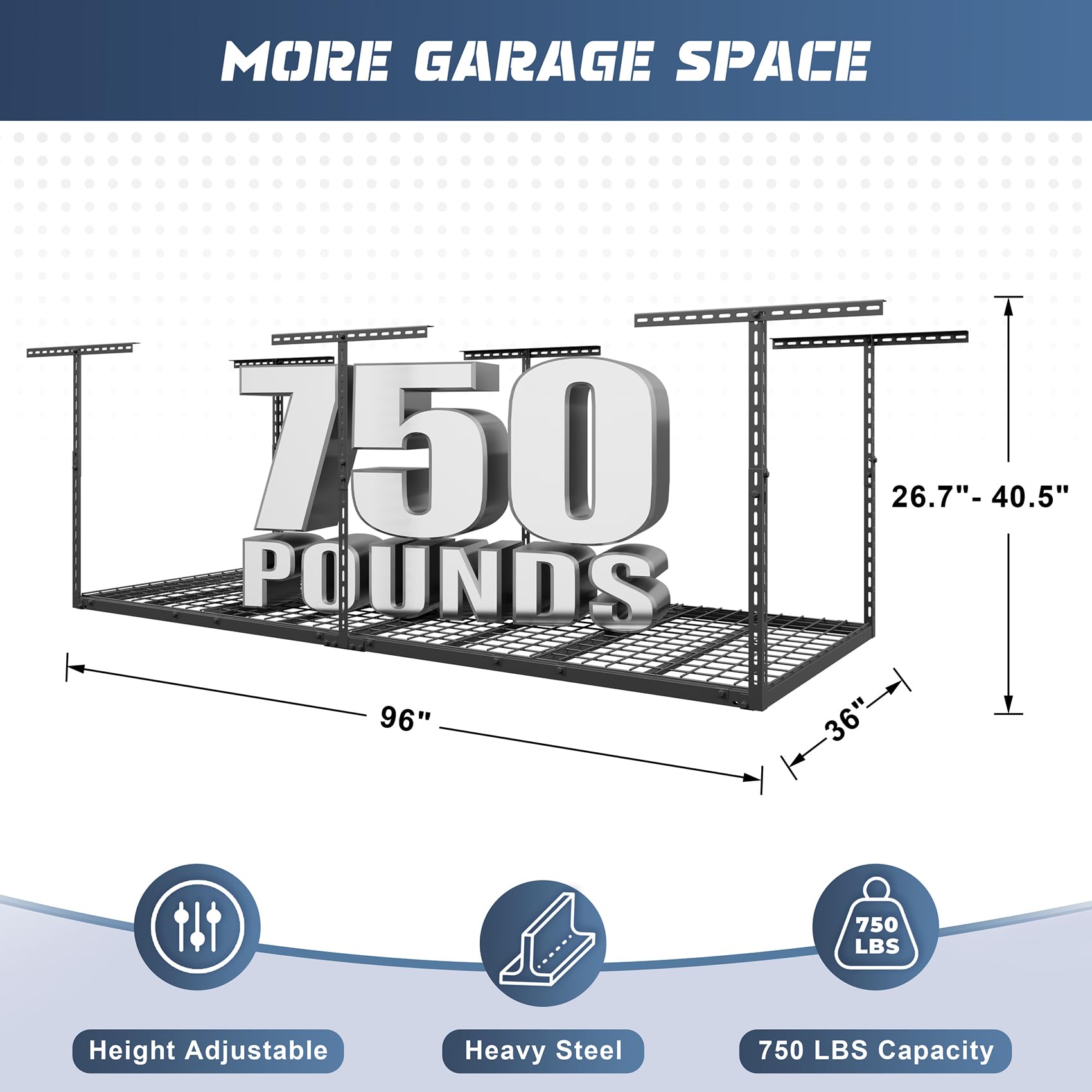 Jusgym overhead garage storage assembled ready for heavy tool organization