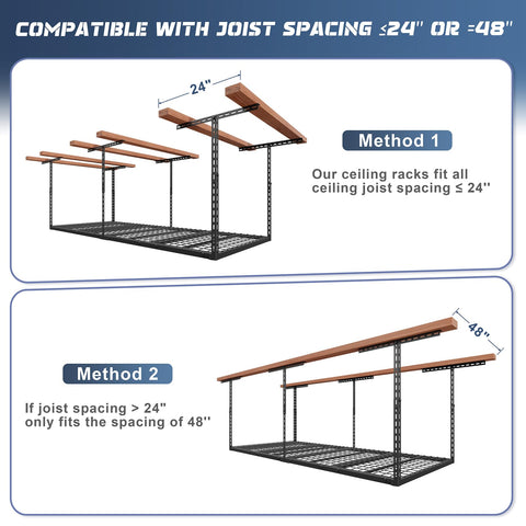 Jusgym overhead garage storage includes warranty and responsive 24/7 support