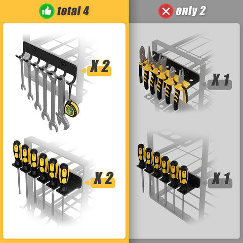 Jusgym tool organizer with four side hooks for pliers and wrenches
