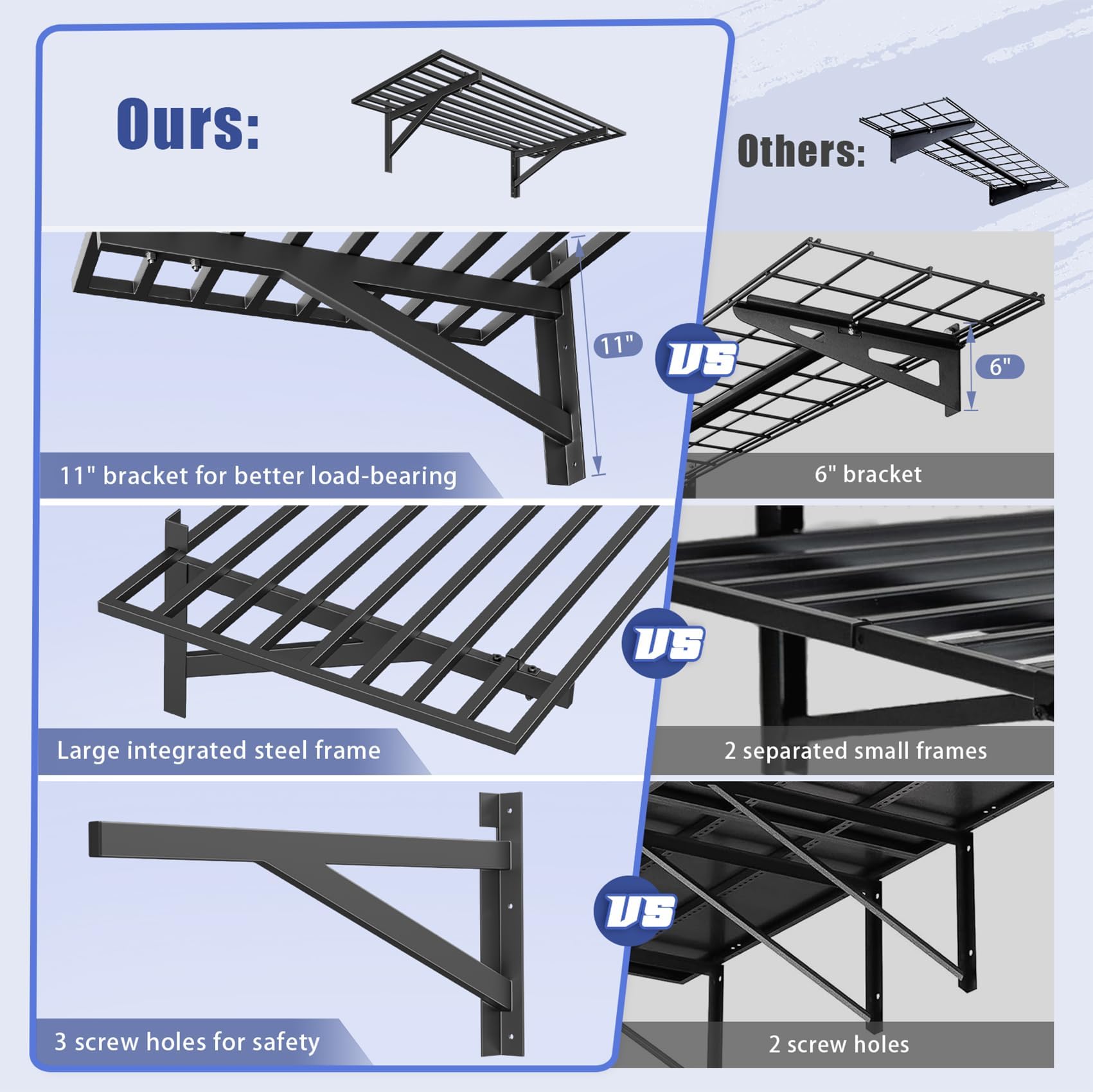 Jusgym shelves with large and small hooks for versatile hanging
