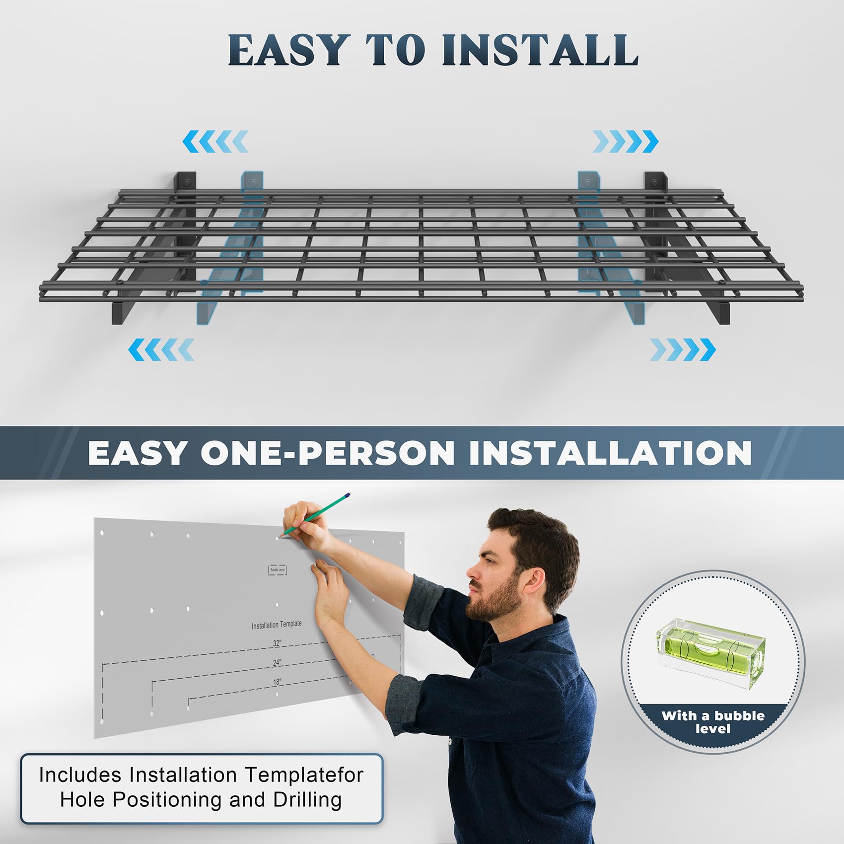 Jusgym wall-mount template setup helps precise placement for any wall.
