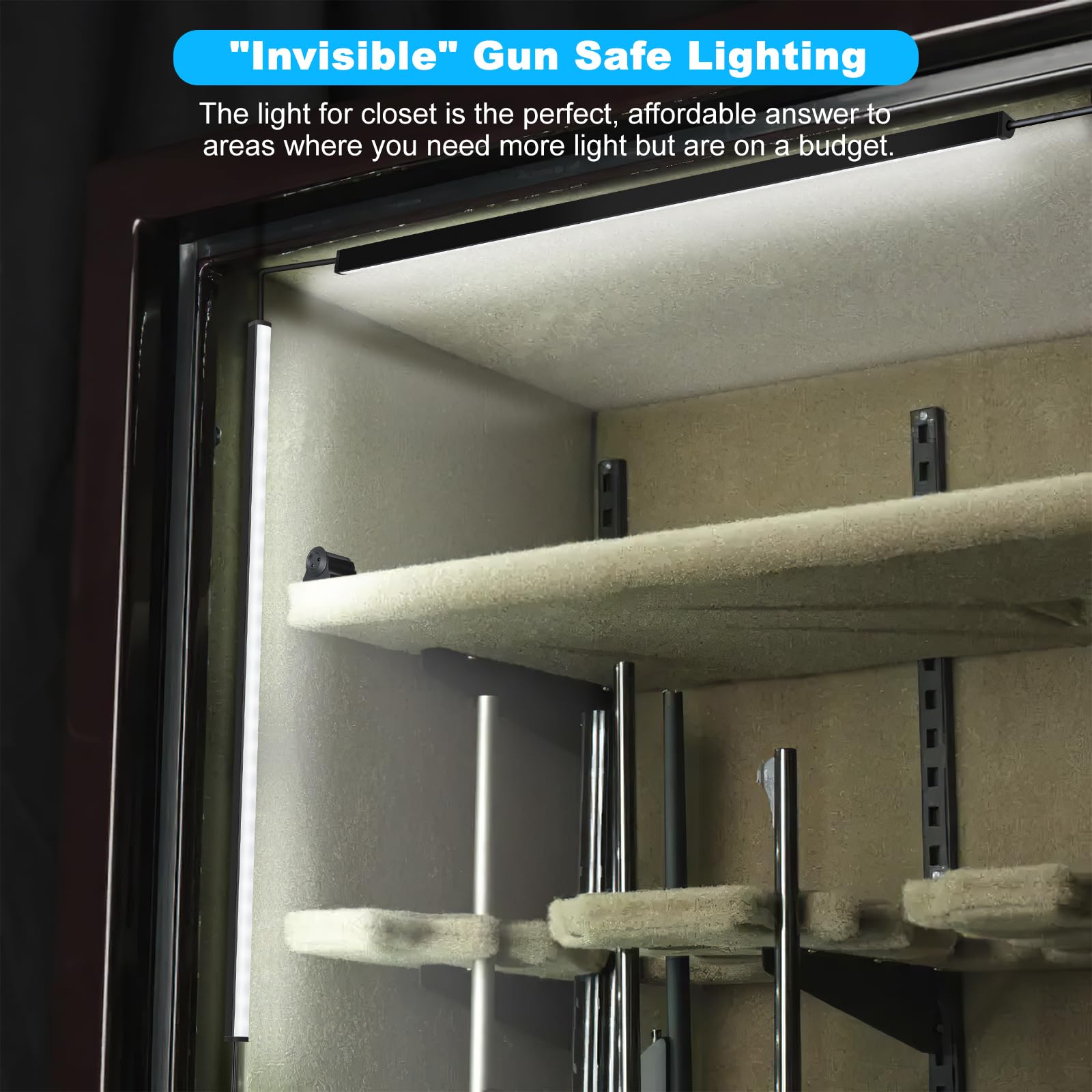JUSJUBR 12in LED bars linkable for flexible safe layouts.