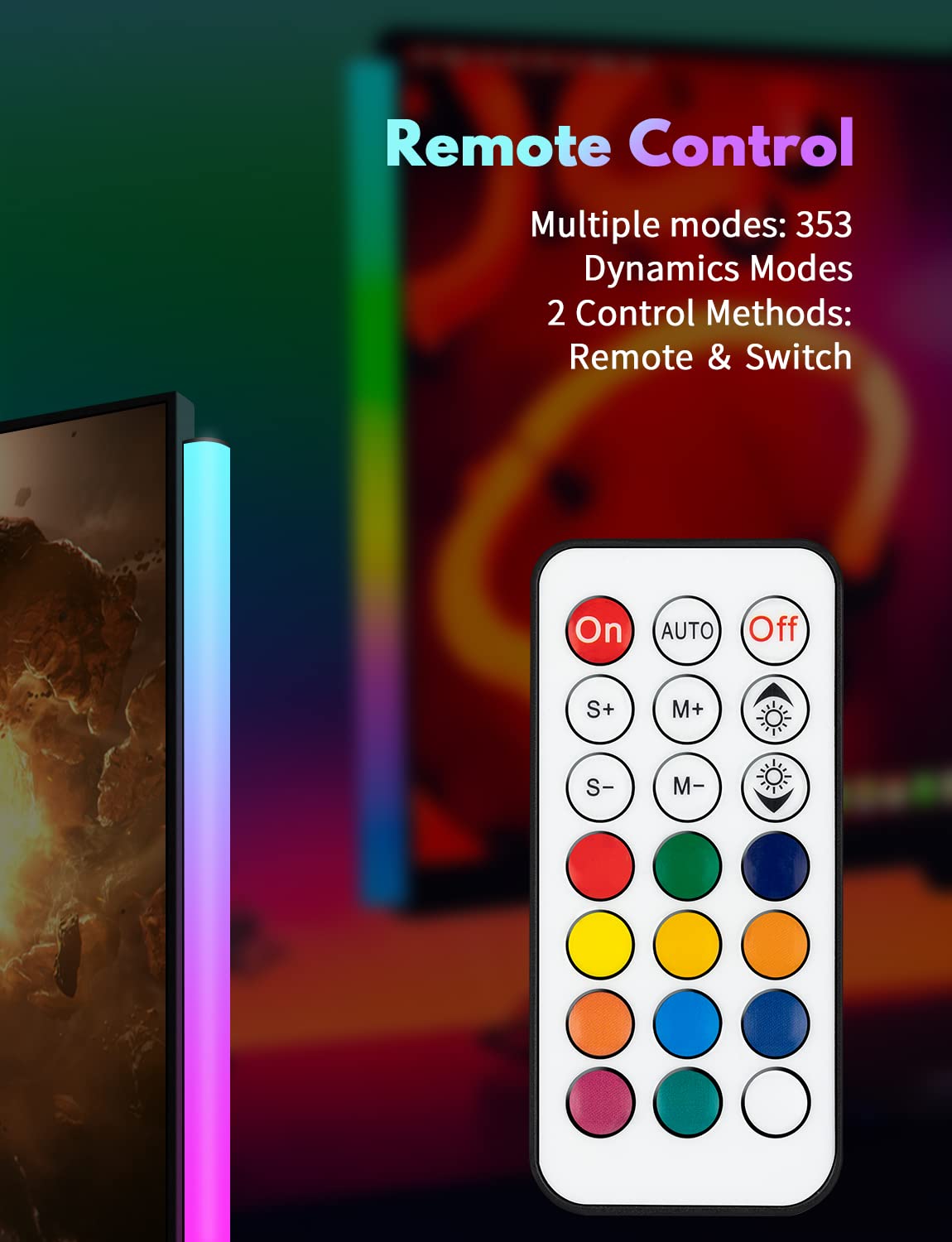 JUSJUBR 2PC RGB light with remote, easy color mood control.