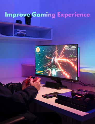 JUSJUBR 2PC RGB light, back-wall glow, boosts room ambience for gaming.