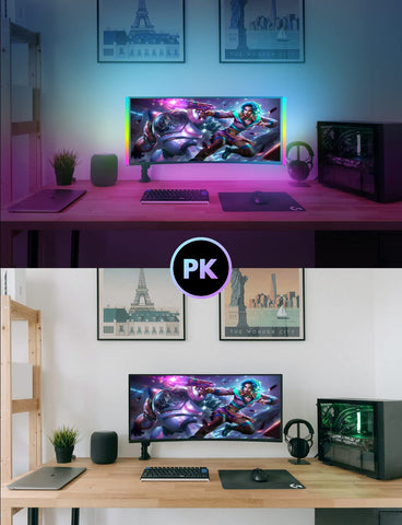 JUSJUBR 2PC RGB lights, quick mount with adhesive pads for easy installation.