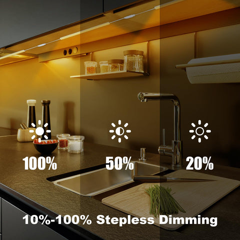 JUSJUBR dimmable cabinet lights let you tailor brightness for tasks.