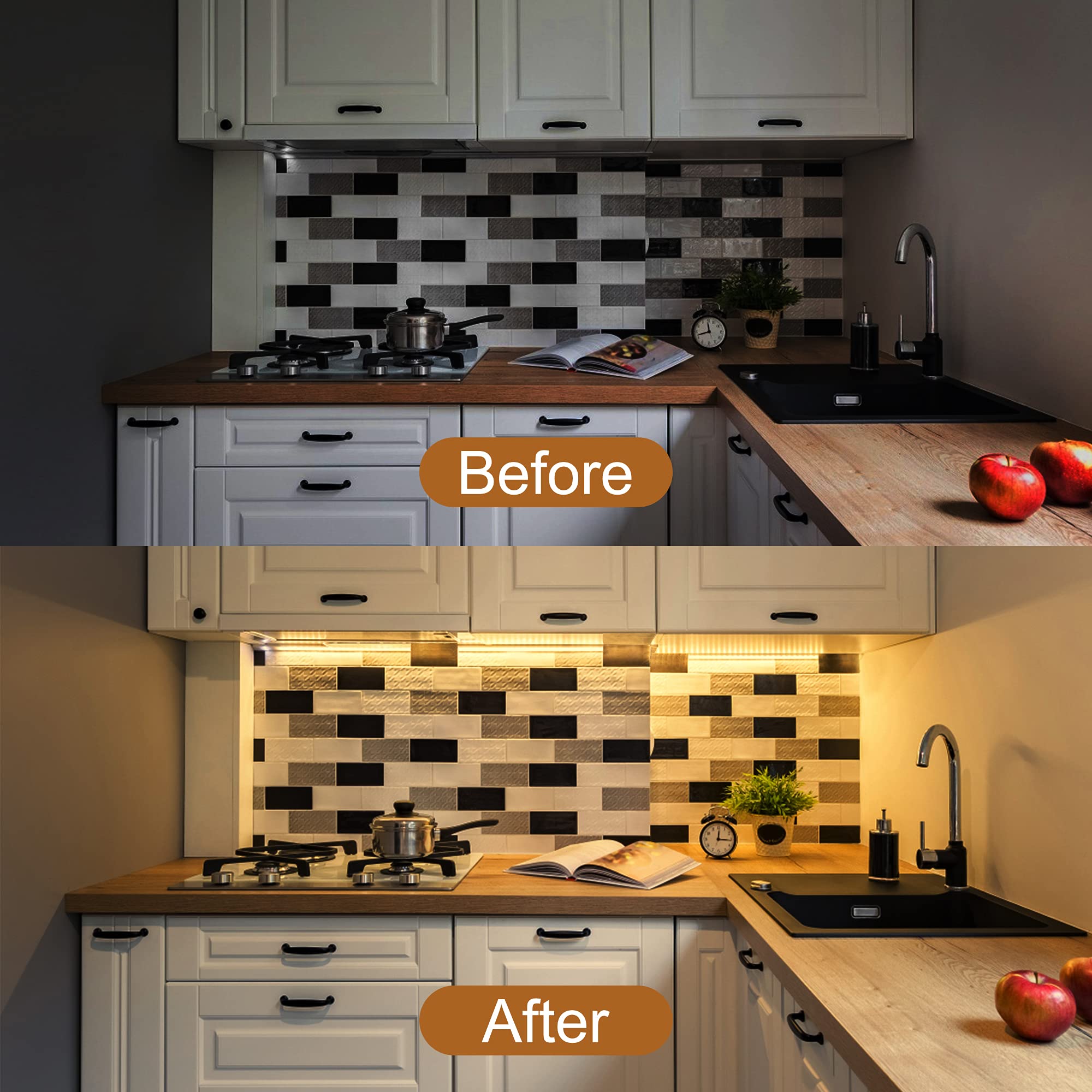 JUSJUBR dimmable memory-function under-cabinet lights for customizable brightness