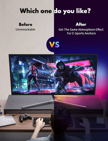 JUSJUBR easy-install RGB light bar with adhesive and clips.