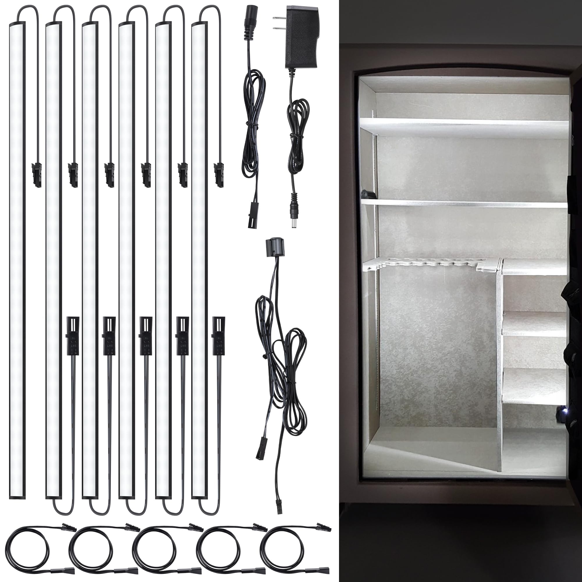 JUSJUBR Gun Safe Light Kit with door-activated lights illuminating interior.
