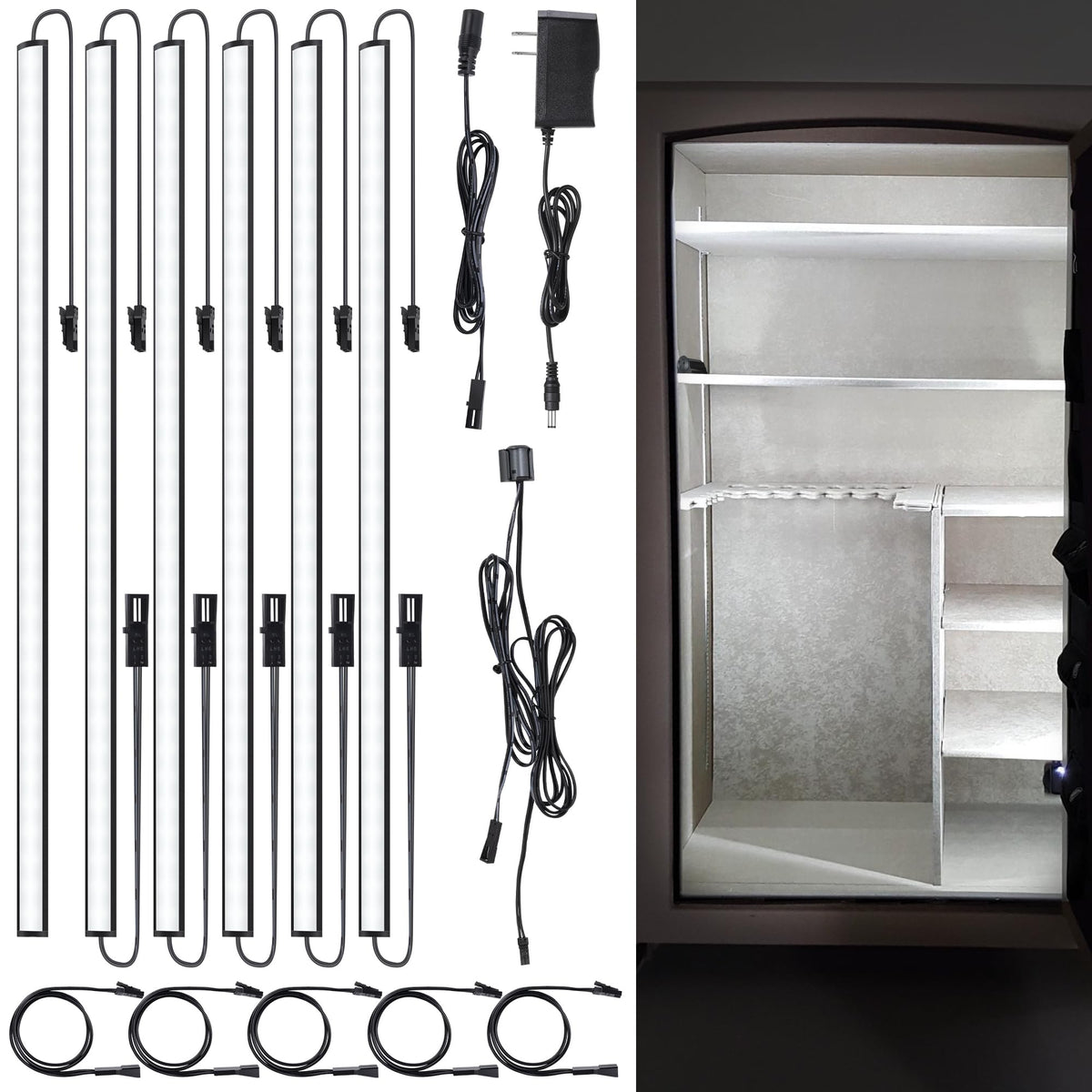JUSJUBR Gun Safe Light Kit with door-activated lights illuminating interior.