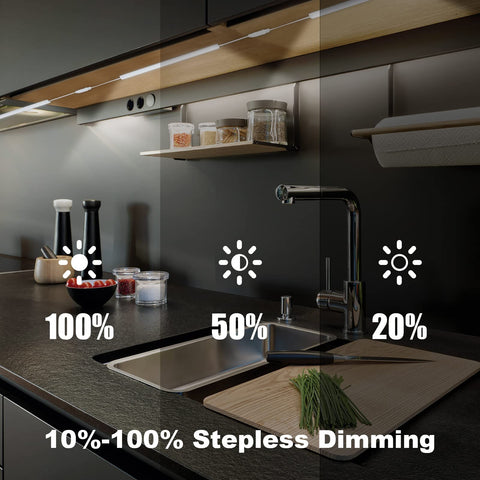 JUSJUBR invisible kitchen cabinet lights blend with a slim profile for discreet illumination.