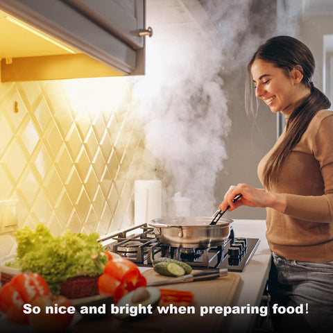 JUSJUBR LED bars feature a brushed aluminum finish for a clean kitchen look.