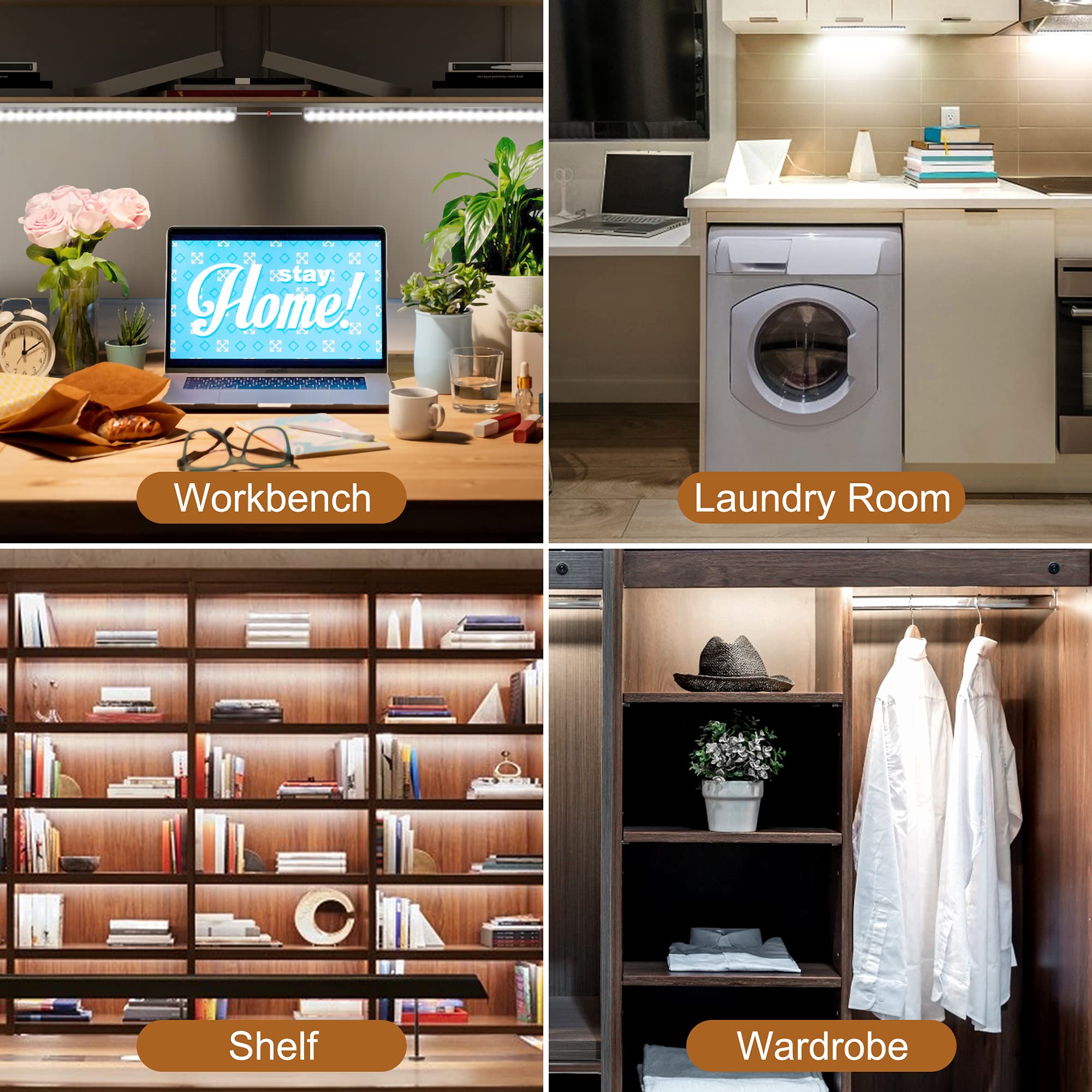 JUSJUBR LED cabinet lights with metal frames offer durable, slim design.