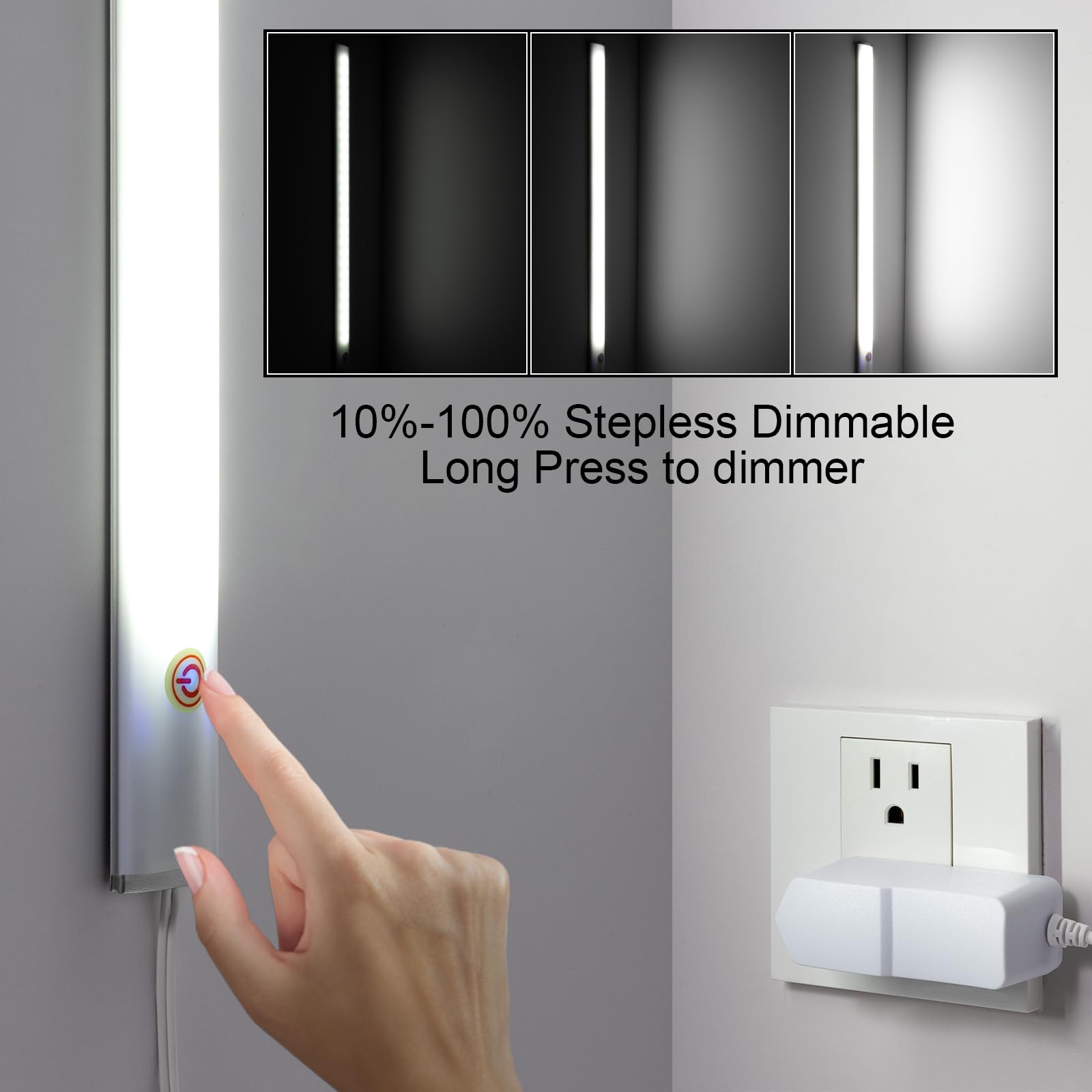 Dimmable JUSJUBR under-cabinet light from 10% to 100% for flexible brightness.